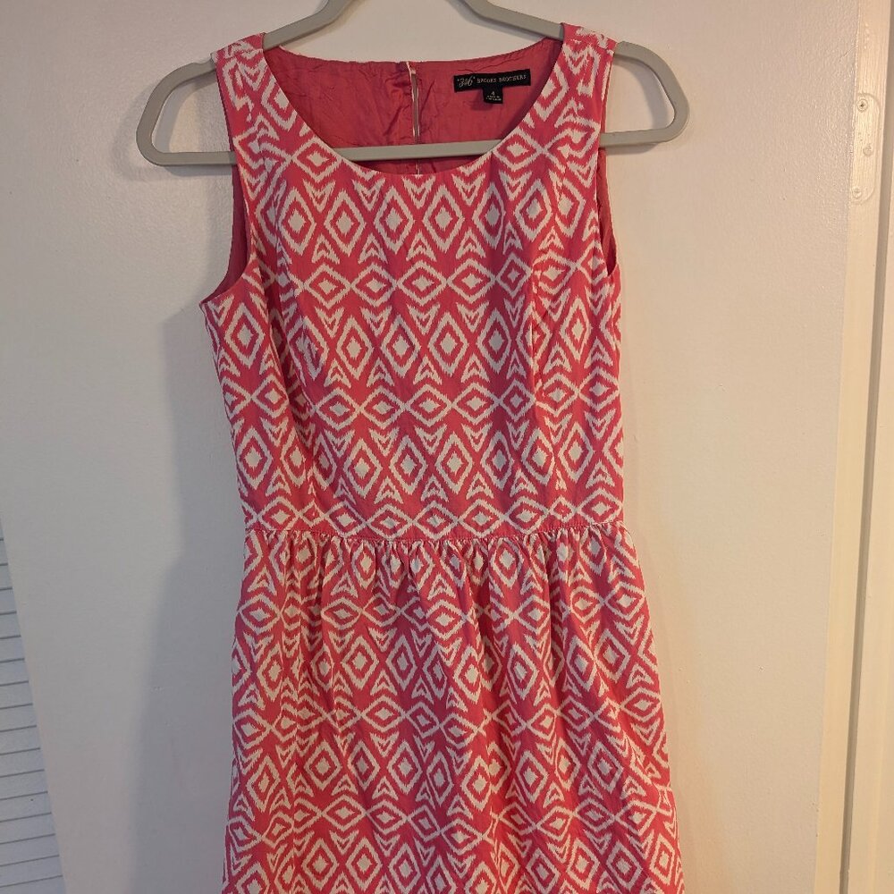 Brooks Brothers 346 pink and white dress